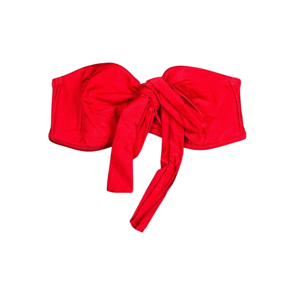 Ocean Dream Collection Red Bandeau Bikini Top‎ Front Tie Knot Swim Size 8